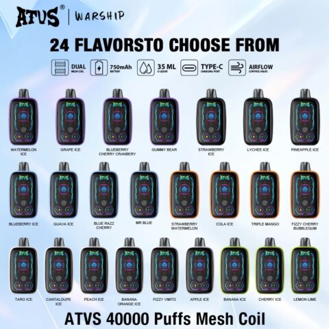 DE023 Sigaretta Elettronica Usa E Getta Puff 40000 Tiri con schermo intero ricaricabile e flusso d'aria regolabile ATVS Vape