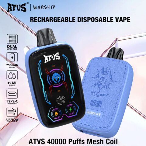DE023 Sigaretta Elettronica Usa E Getta Puff 40000 Tiri con schermo intero ricaricabile e flusso d'aria regolabile ATVS Vape