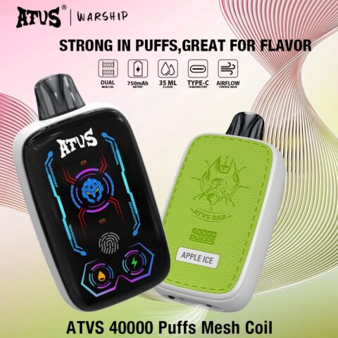 DE023 Sigaretta Elettronica Usa E Getta Puff 40000 Tiri con schermo intero ricaricabile e flusso d'aria regolabile ATVS Vape