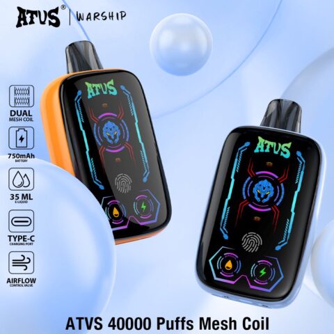 DE023 Sigaretta Elettronica Usa E Getta Puff 40000 Tiri con schermo intero ricaricabile e flusso d'aria regolabile ATVS Vape