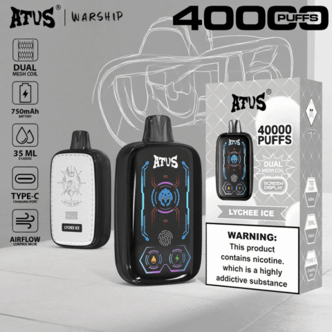 DE023 Sigaretta Elettronica Usa E Getta Puff 40000 Tiri con schermo intero ricaricabile e flusso d'aria regolabile ATVS Vape