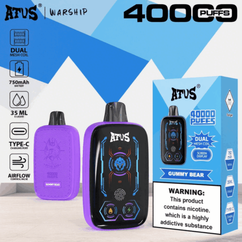 DE023 Sigaretta Elettronica Usa E Getta Puff 40000 Tiri con schermo intero ricaricabile e flusso d'aria regolabile ATVS Vape