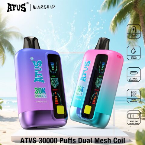 DE026 30000 Puffs Vape monouso con schermo LED e flusso d'aria regolabile ATVS Vape