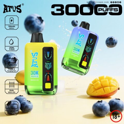 DE026 30000 Puffs Vape monouso con schermo LED e flusso d'aria regolabile ATVS Vape