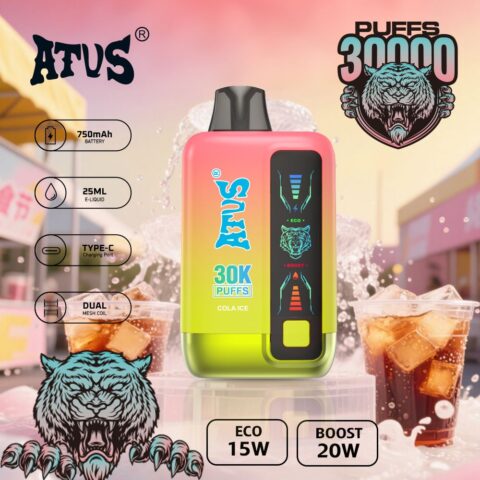 DE026 30000 Puffs Vape monouso con schermo LED e flusso d'aria regolabile ATVS Vape