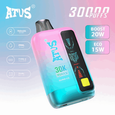 DE026 30000 Puffs Vape monouso con schermo LED e flusso d'aria regolabile ATVS Vape