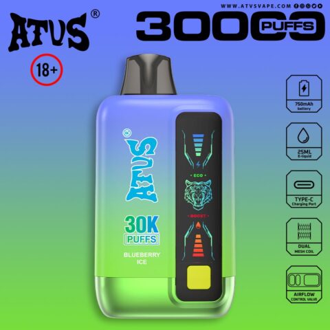 DE026 30000 Puffs Vape monouso con schermo LED e flusso d'aria regolabile ATVS Vape