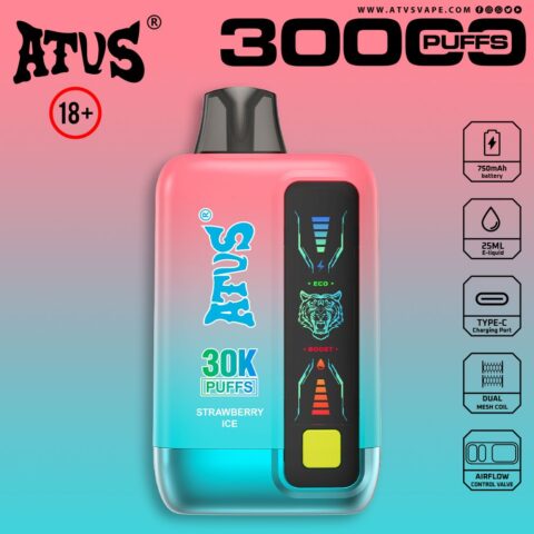 DE026 30000 Puffs Vape monouso con schermo LED e flusso d'aria regolabile ATVS Vape