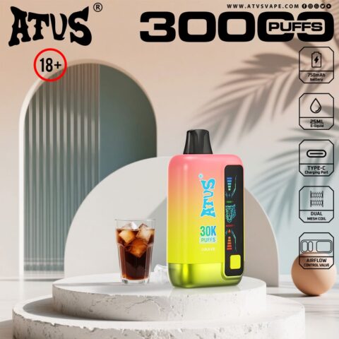 DE026 30000 Puffs Vape monouso con schermo LED e flusso d'aria regolabile ATVS Vape