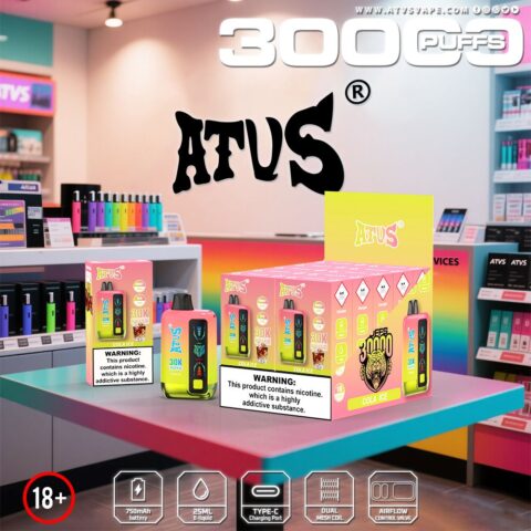 DE026 30000 Puffs Vape monouso con schermo LED e flusso d'aria regolabile ATVS Vape