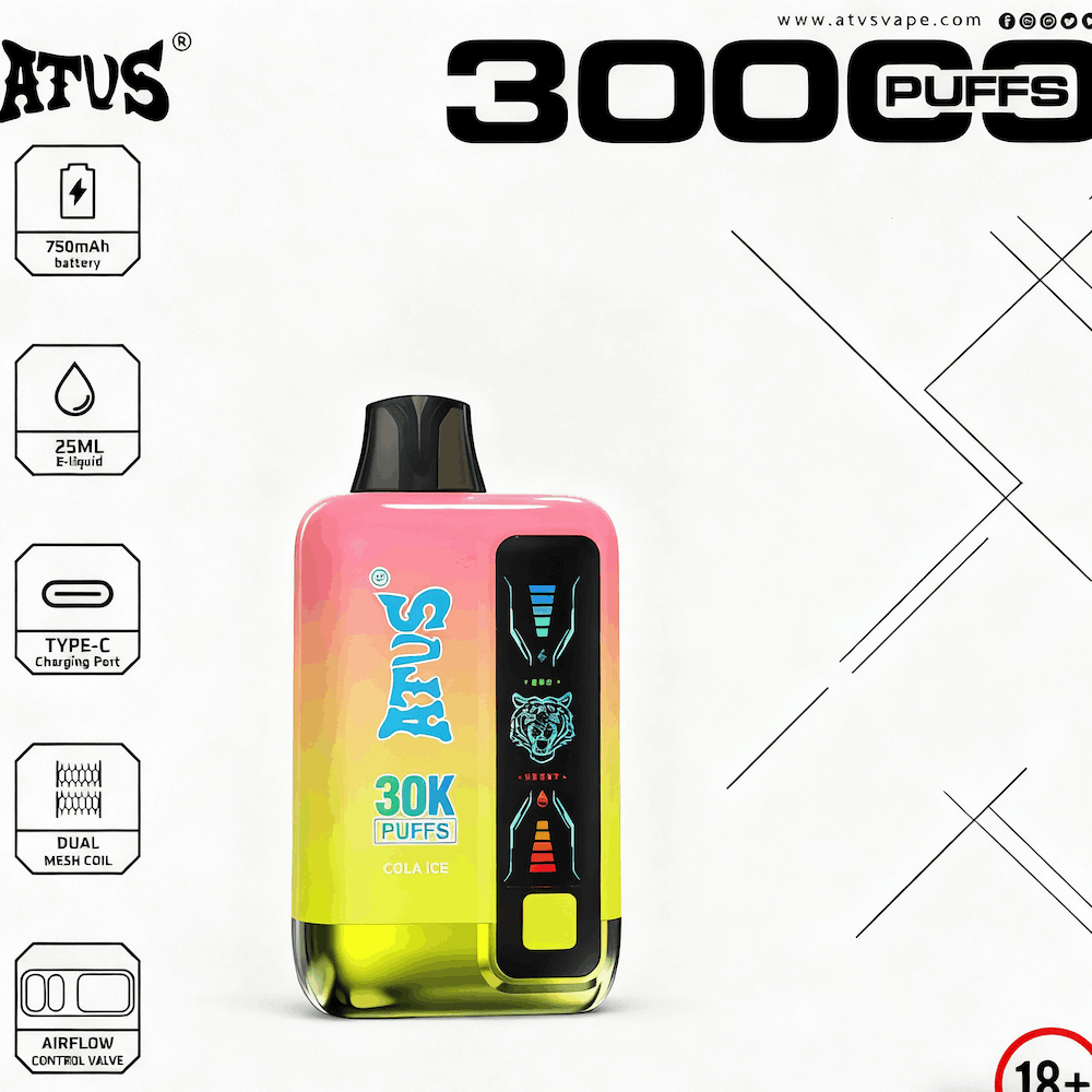 DE026 30000 Puffs Vape monouso con schermo LED e flusso d'aria regolabile ATVS Vape