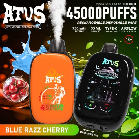 DE027 Sigaretta Elettronica Usa E Getta Puff 45000 Tiri con schermo intero ricaricabile e flusso daria regolabile ATVS Vape