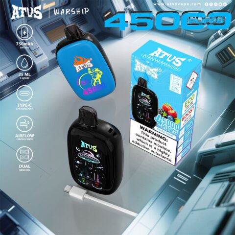 DE027 Sigaretta Elettronica Usa E Getta Puff 45000 Tiri con schermo intero ricaricabile e flusso daria regolabile ATVS Vape
