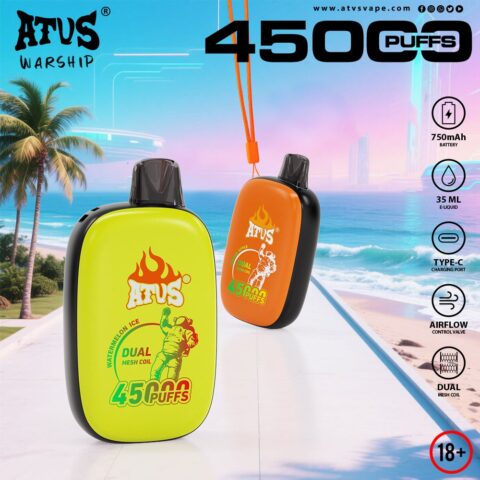 DE027 Sigaretta Elettronica Usa E Getta Puff 45000 Tiri con schermo intero ricaricabile e flusso daria regolabile ATVS Vape