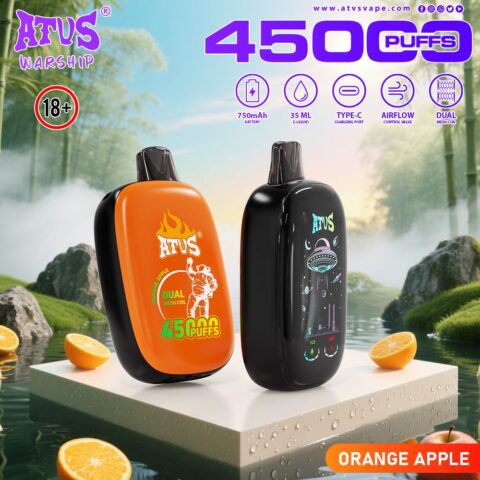 DE027 Sigaretta Elettronica Usa E Getta Puff 45000 Tiri con schermo intero ricaricabile e flusso daria regolabile ATVS Vape