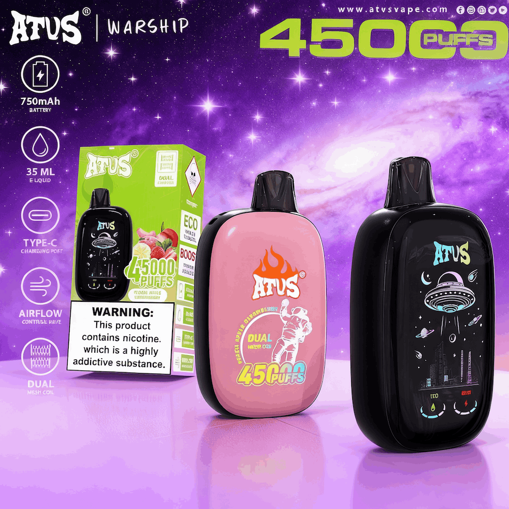DE027 Sigaretta Elettronica Usa E Getta Puff 45000 Tiri con schermo intero ricaricabile e flusso daria regolabile ATVS Vape