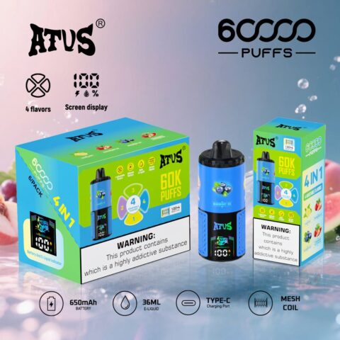 DE030 60000 Puffs Svapo Usa E Getta con display Smart screen e ricarica rapida aroma regolabile ATVS Vape