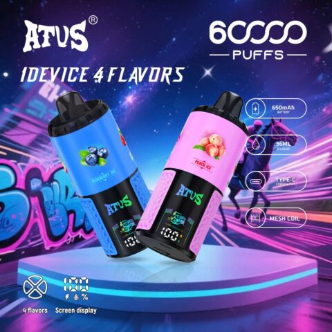 DE030 60000 Puffs Svapo Usa E Getta con display Smart screen e ricarica rapida aroma regolabile ATVS Vape