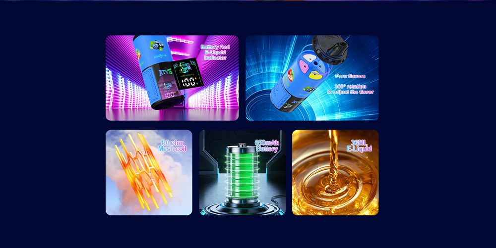 DE030 60000 Puffs Svapo Usa E Getta con display Smart screen e ricarica rapida aroma regolabile ATVS Vape