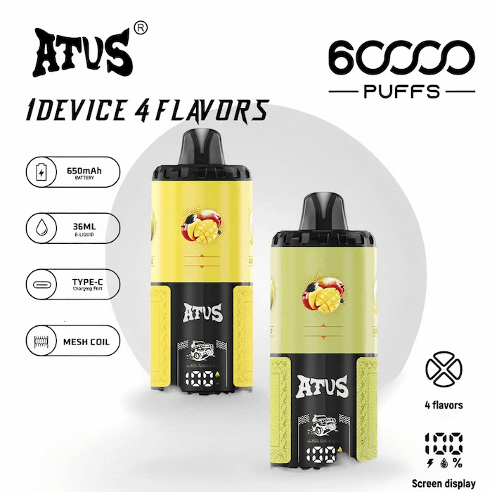 DE030 60000 Puffs Svapo Usa E Getta con display Smart screen e ricarica rapida aroma regolabile ATVS Vape