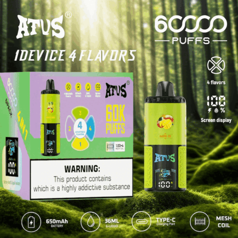DE030 60000 Puffs Svapo Usa E Getta con display Smart screen e ricarica rapida aroma regolabile ATVS Vape