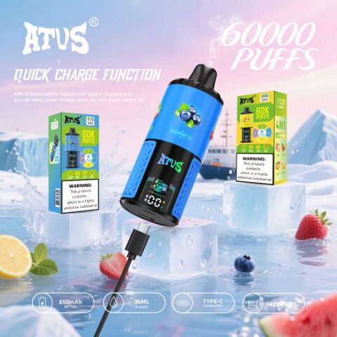 DE030 60000 Puffs Svapo Usa E Getta con display Smart screen e ricarica rapida aroma regolabile ATVS Vape