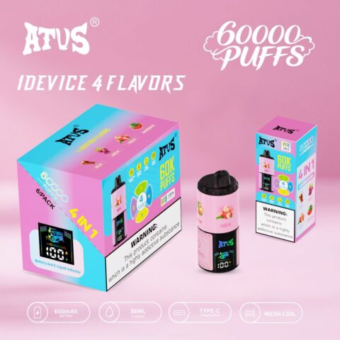 DE030 60000 Puffs Svapo Usa E Getta con display Smart screen e ricarica rapida aroma regolabile ATVS Vape