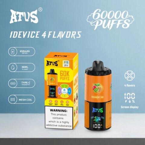 DE030 60000 Puffs Svapo Usa E Getta con display Smart screen e ricarica rapida aroma regolabile ATVS Vape