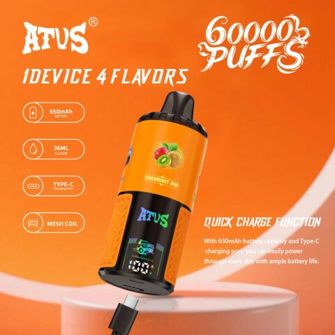 DE030 60000 Puffs Svapo Usa E Getta con display Smart screen e ricarica rapida aroma regolabile ATVS Vape