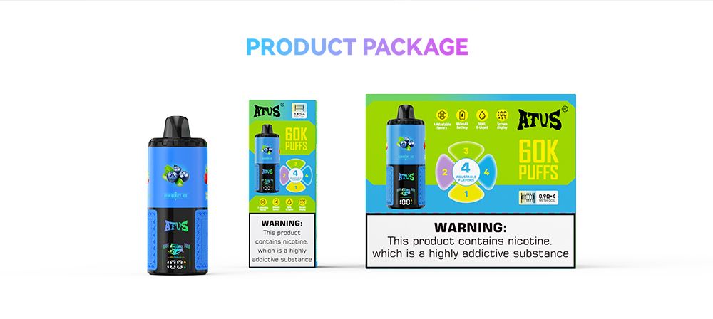 DE030 60000 Puffs Svapo Usa E Getta con display Smart screen e ricarica rapida aroma regolabile ATVS Vape