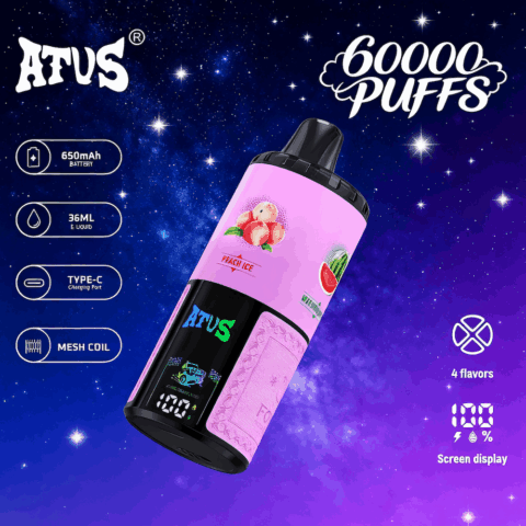 DE030 60000 Puffs Svapo Usa E Getta con display Smart screen e ricarica rapida aroma regolabile ATVS Vape