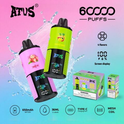 DE030 60000 Puffs Svapo Usa E Getta con display Smart screen e ricarica rapida aroma regolabile ATVS Vape