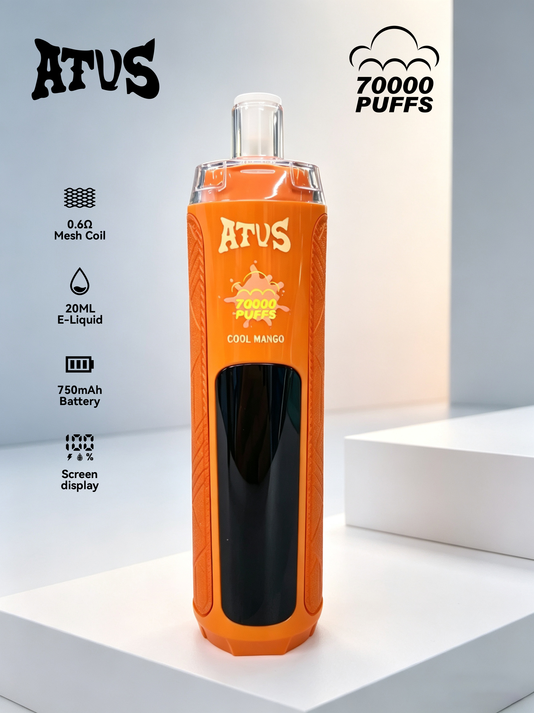 DE035 Sigaretta Elettronica Usa E Getta Puff 70000 Tiri con display LED ricaricabile e flusso d'aria regolabile MTL DTL ATVS Vape